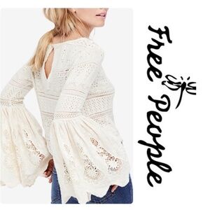 Free People Once Upon a Time Lace Top - M - Ivory